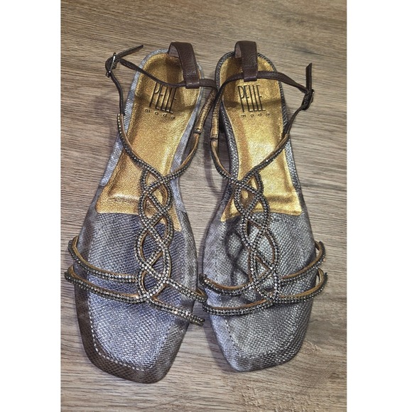Pelle Moda Shoes - PELLE Moda 9M Jeweled Beaded Sandals Flats Strappy Sling-backs leather shoes